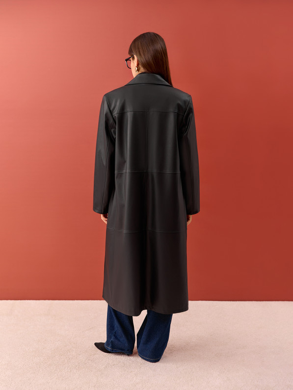 Faux leather coat, black