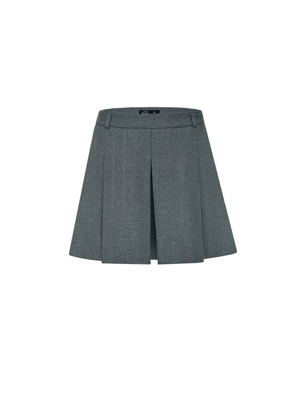 Pleated mini skirt, gray