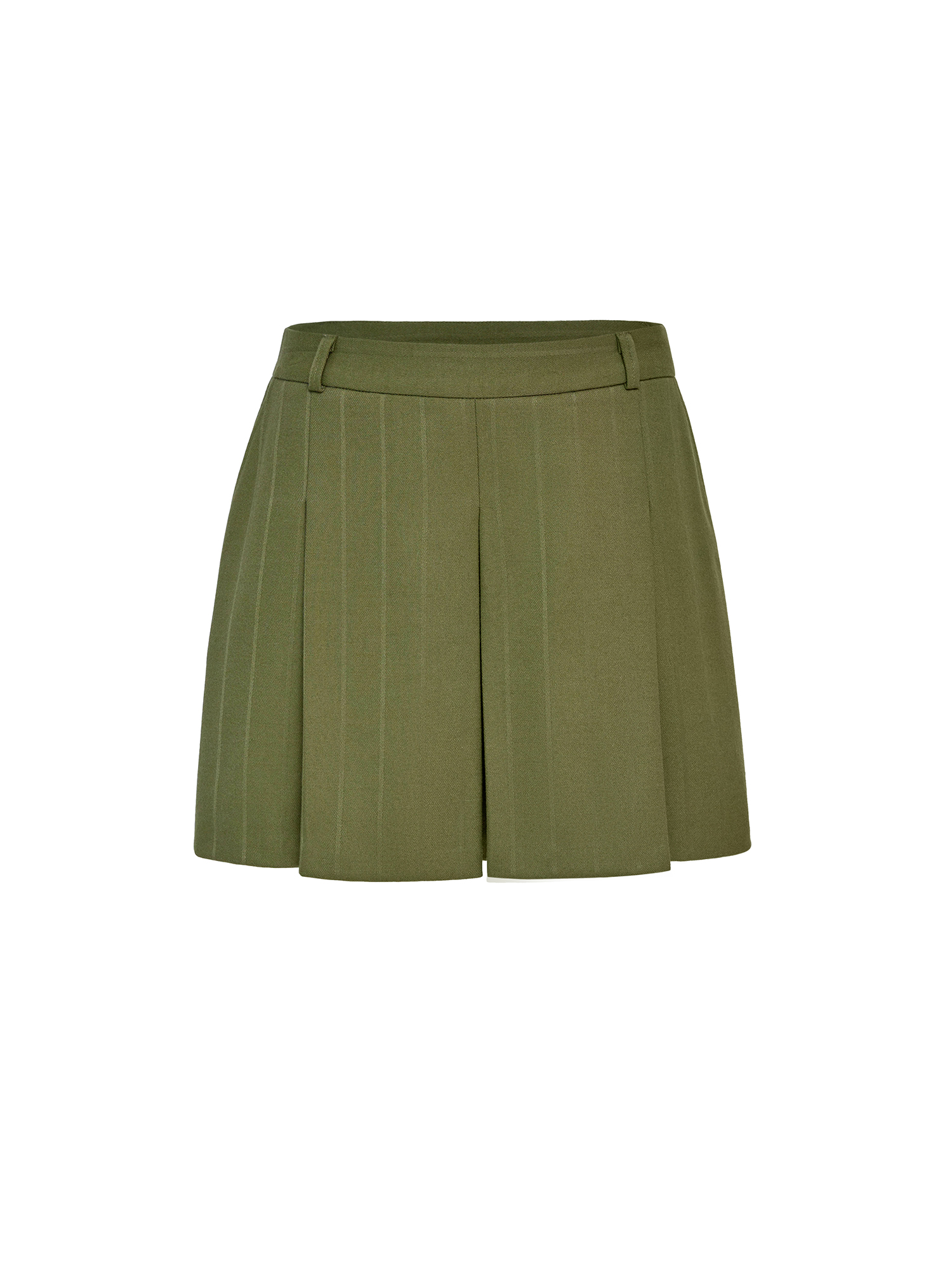 Mini skirt with pleats, olive