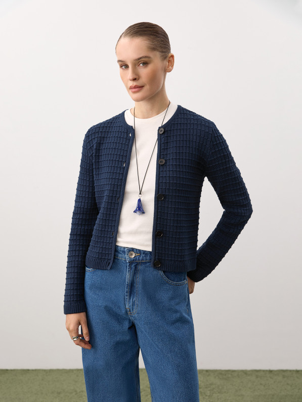 Knitted cardigan, blue