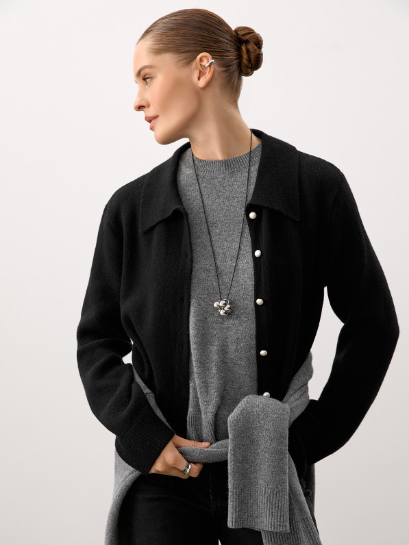 Wool cardigan, black