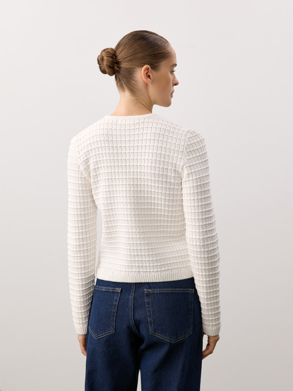 Knitted cardigan, milky