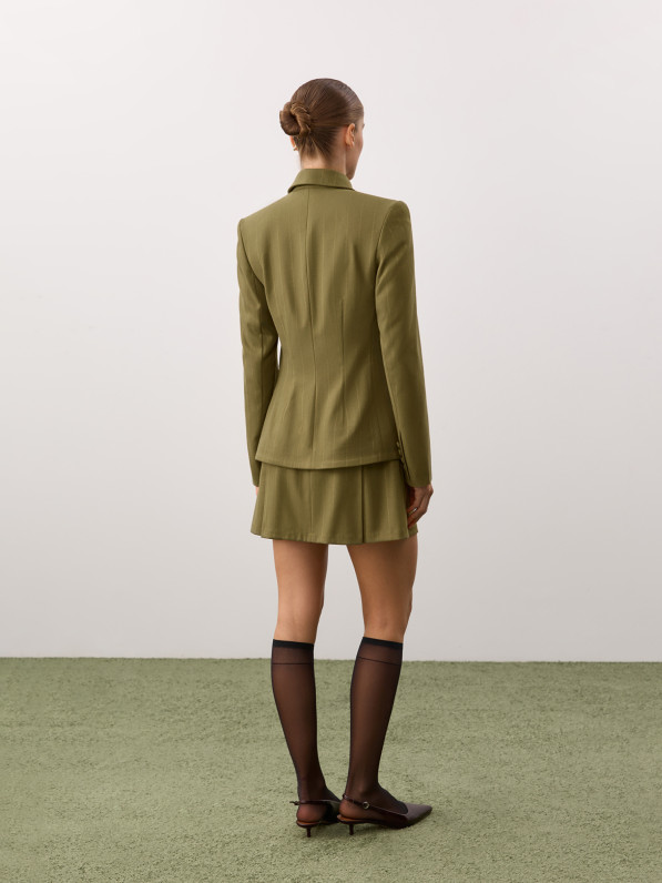 Fitted button-down jacket, olive