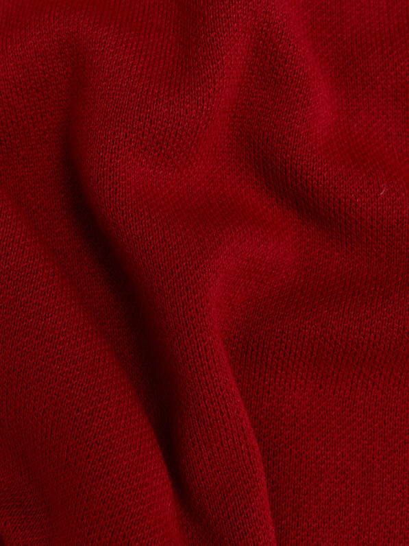 Knitted sweater with high neck, red