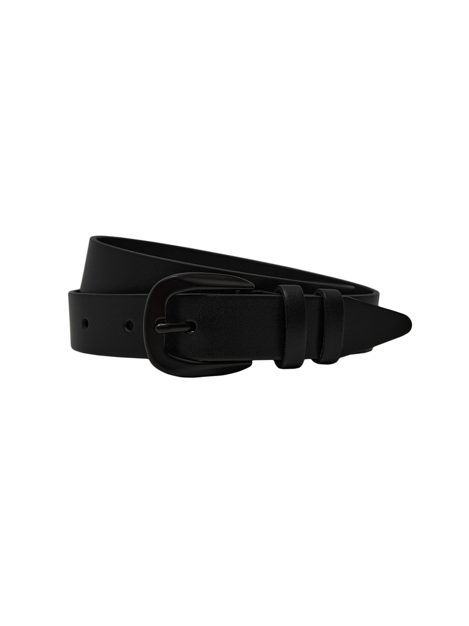 Genuine leather belt, dark metal, black