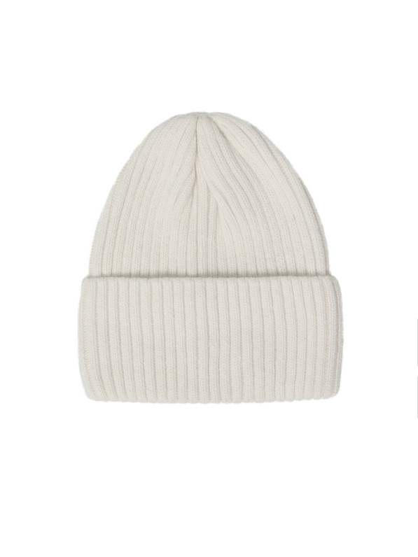 Knitted wool hat, milky