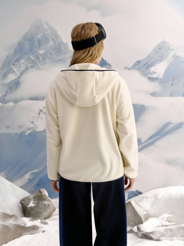 Fleece with zipper, milky