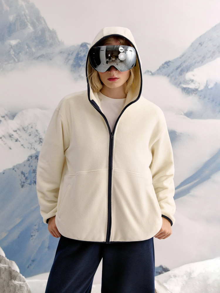Fleece with zipper, milky