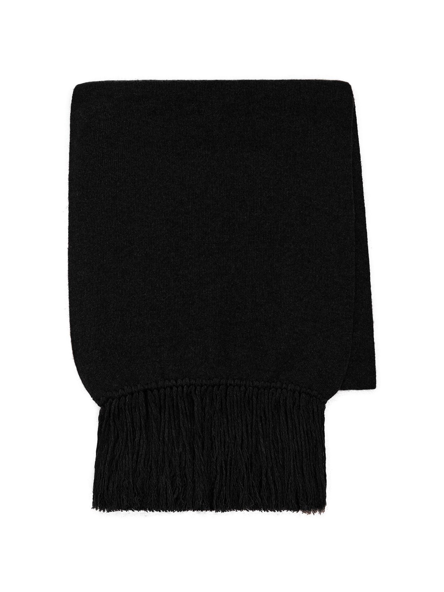 Wool scarf with fringe, black