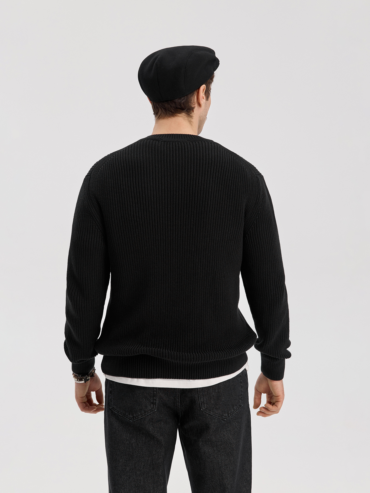 Knitted sweater, men's, black