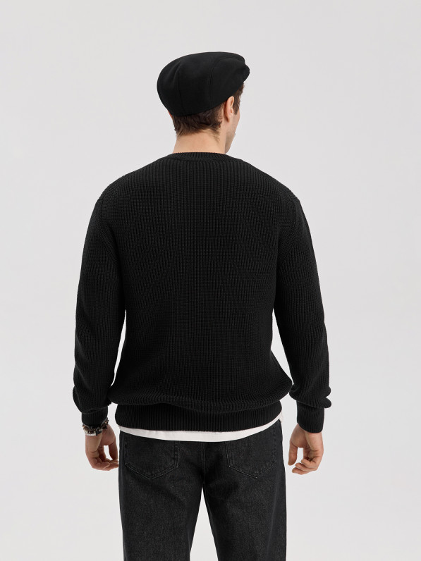 Knitted sweater, men's, black