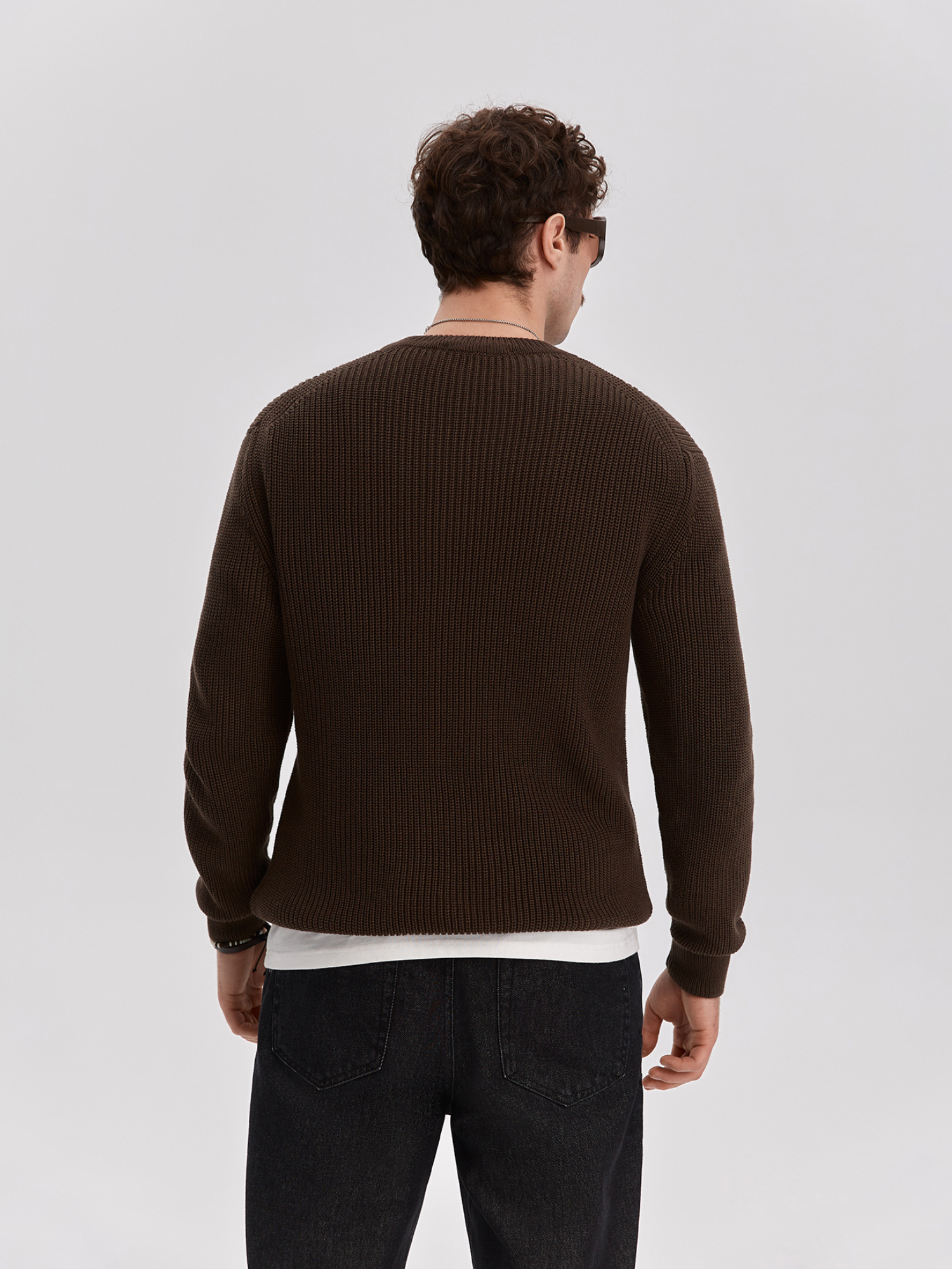 Knitted sweater, men's, brown