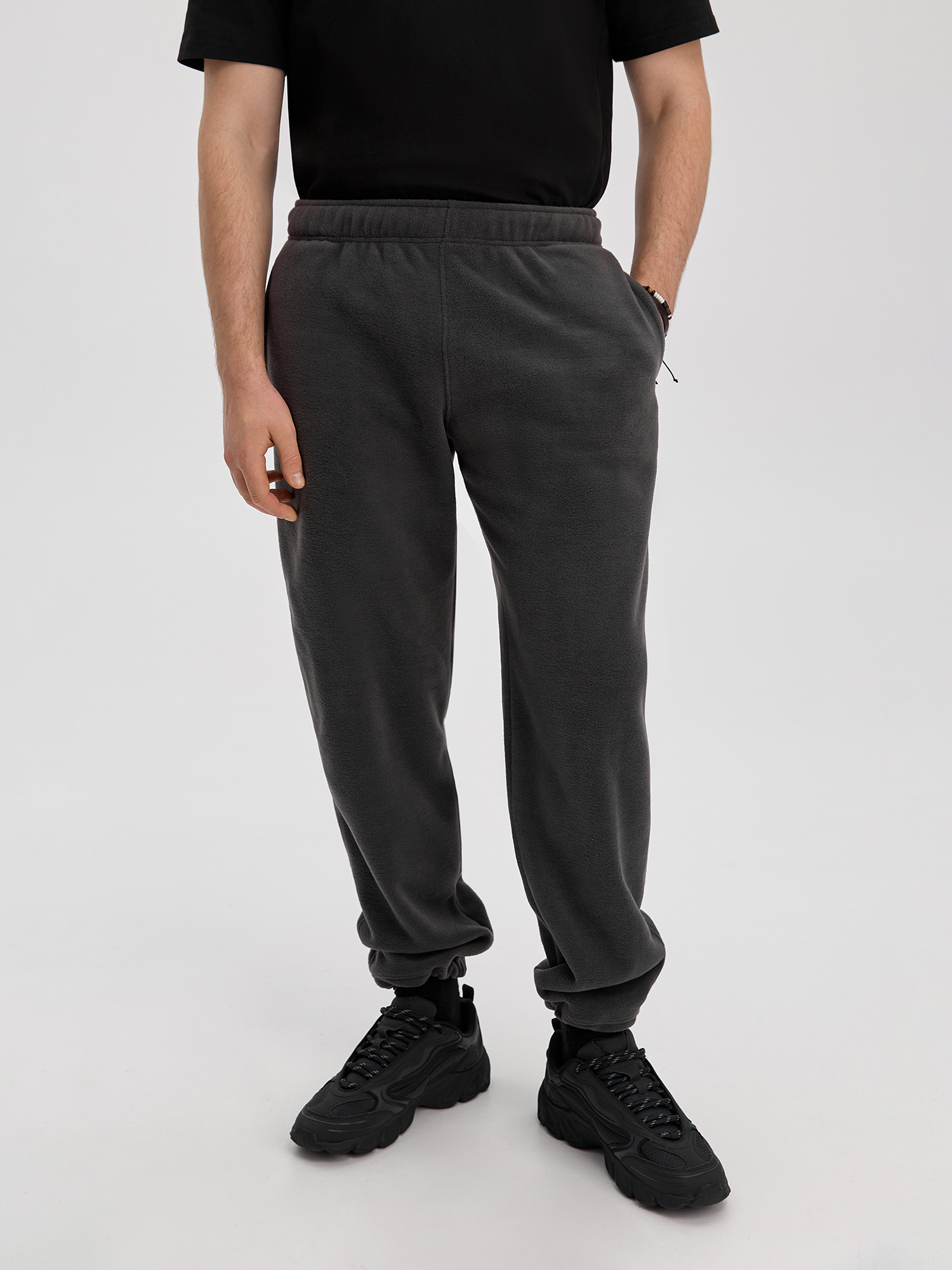 Fleece pants, men's, gray