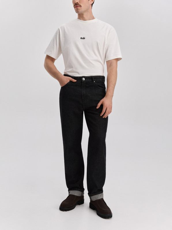 Straight-leg jeans, men's, black