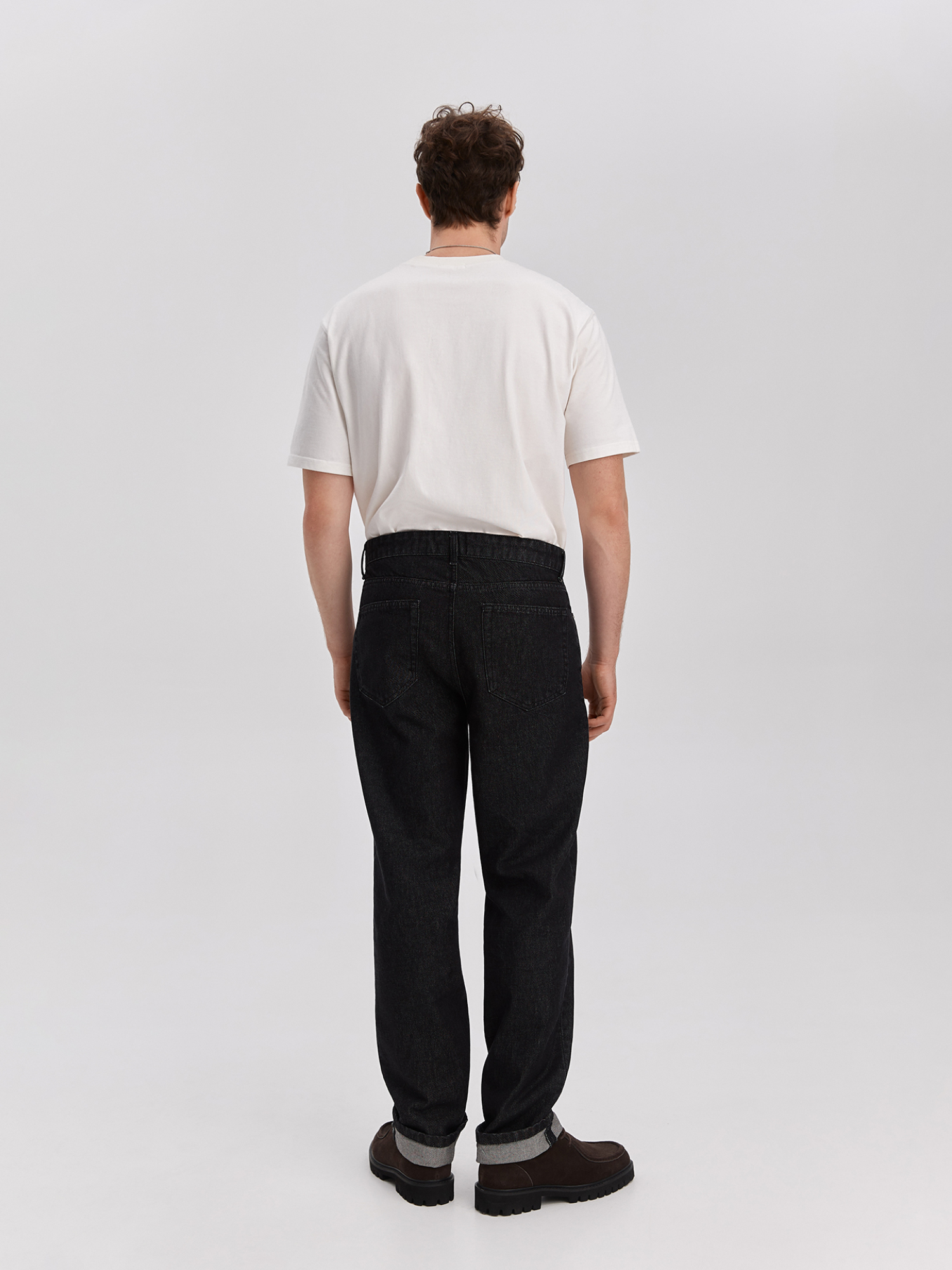 Straight-leg jeans, men's, black