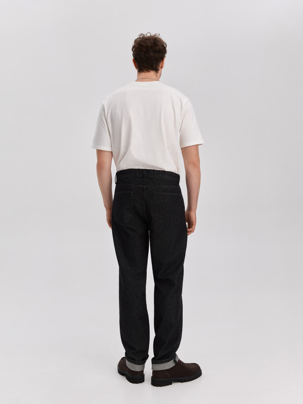 Straight-leg jeans, men's, black