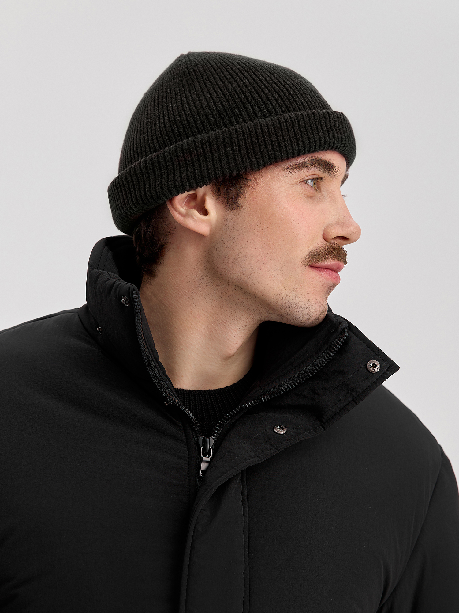 Knitted hat, men's, black