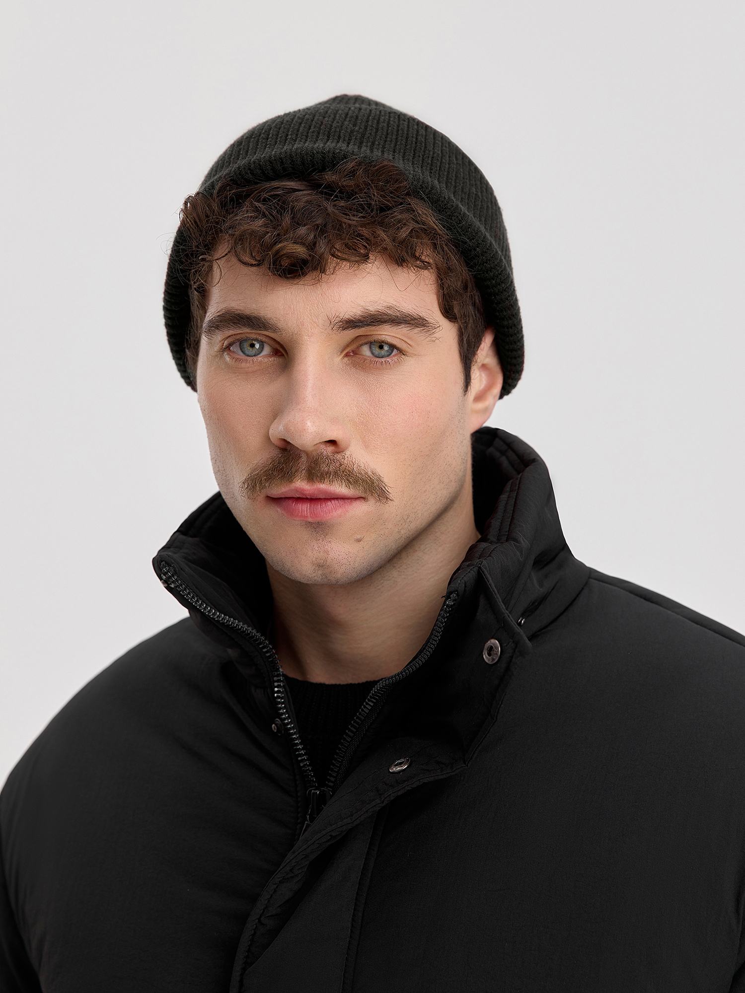 Knitted hat, men's, black