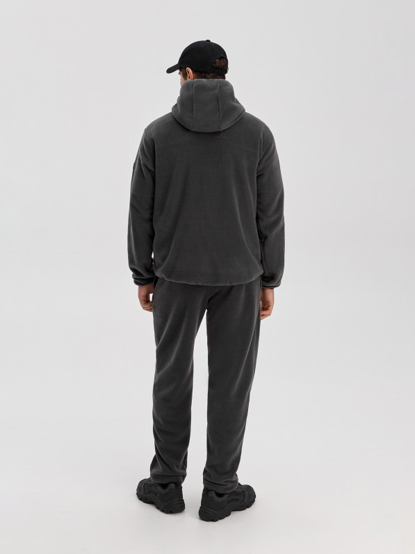 Fleece jacket with zipper, men's, gray