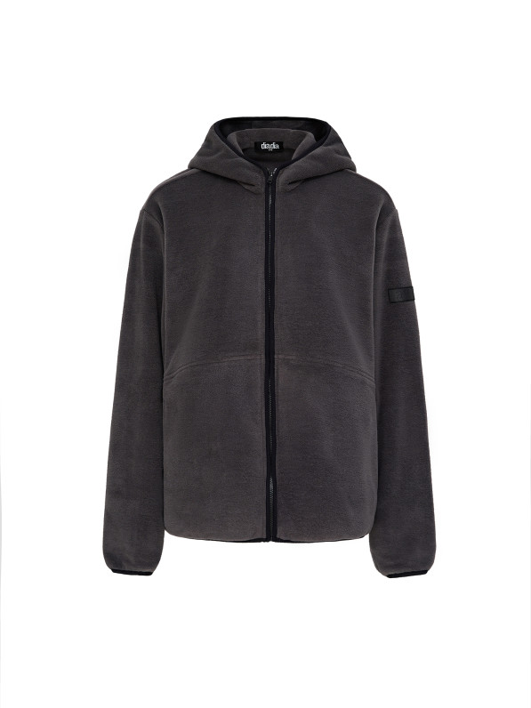 Fleece jacket with zipper, men's, gray
