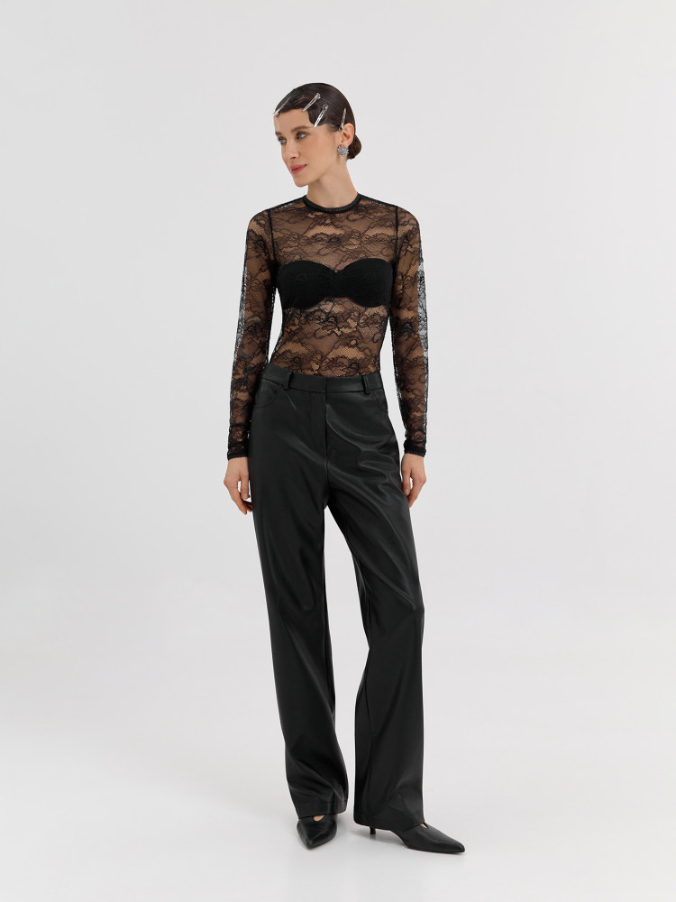 Black pants made of eco-leather