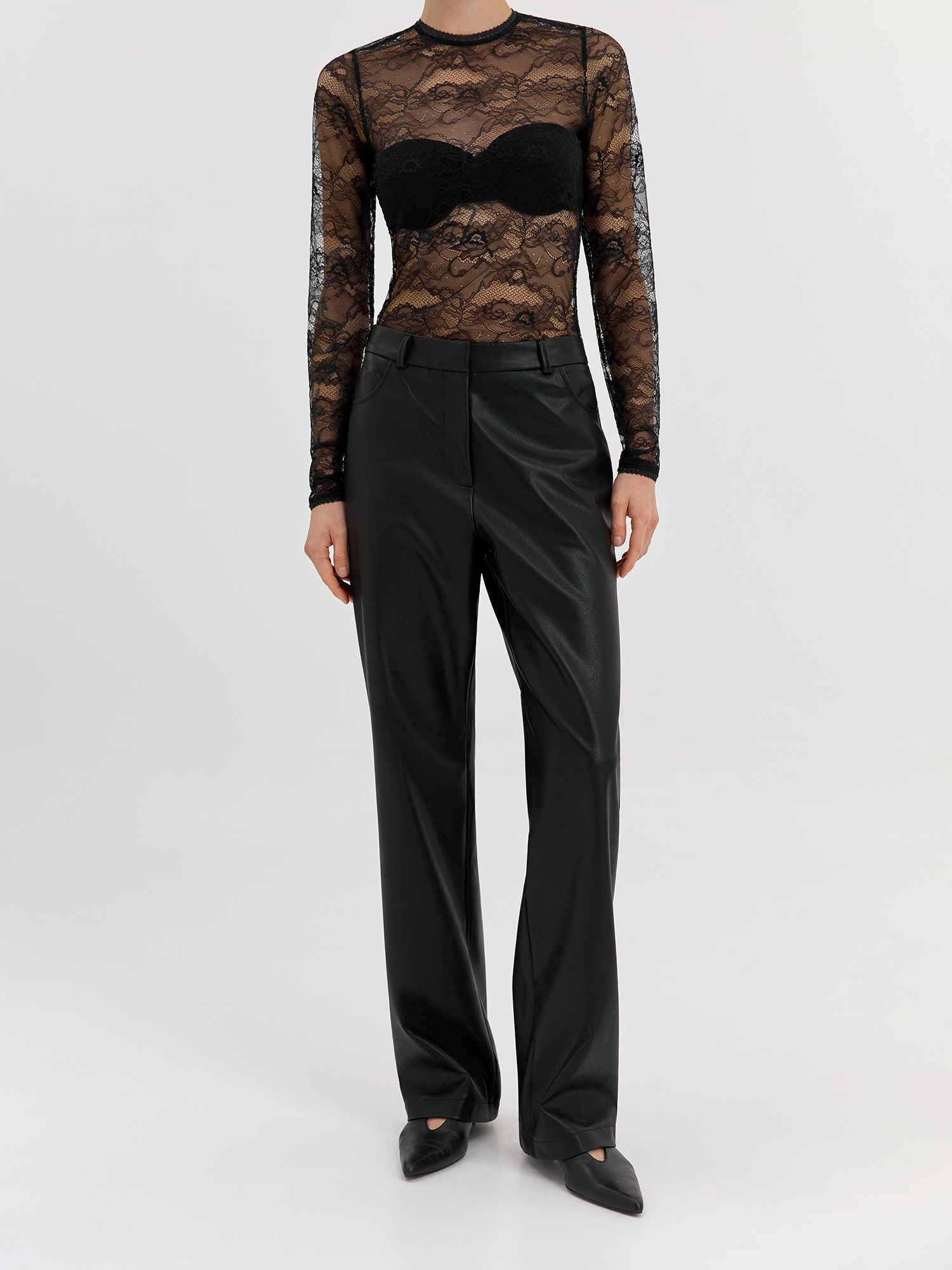 Black pants made of eco-leather