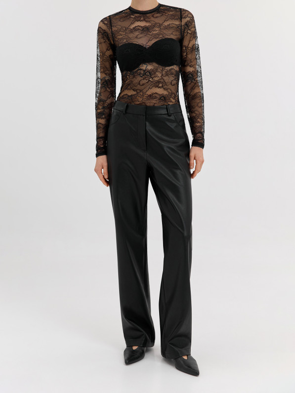Black pants made of eco-leather