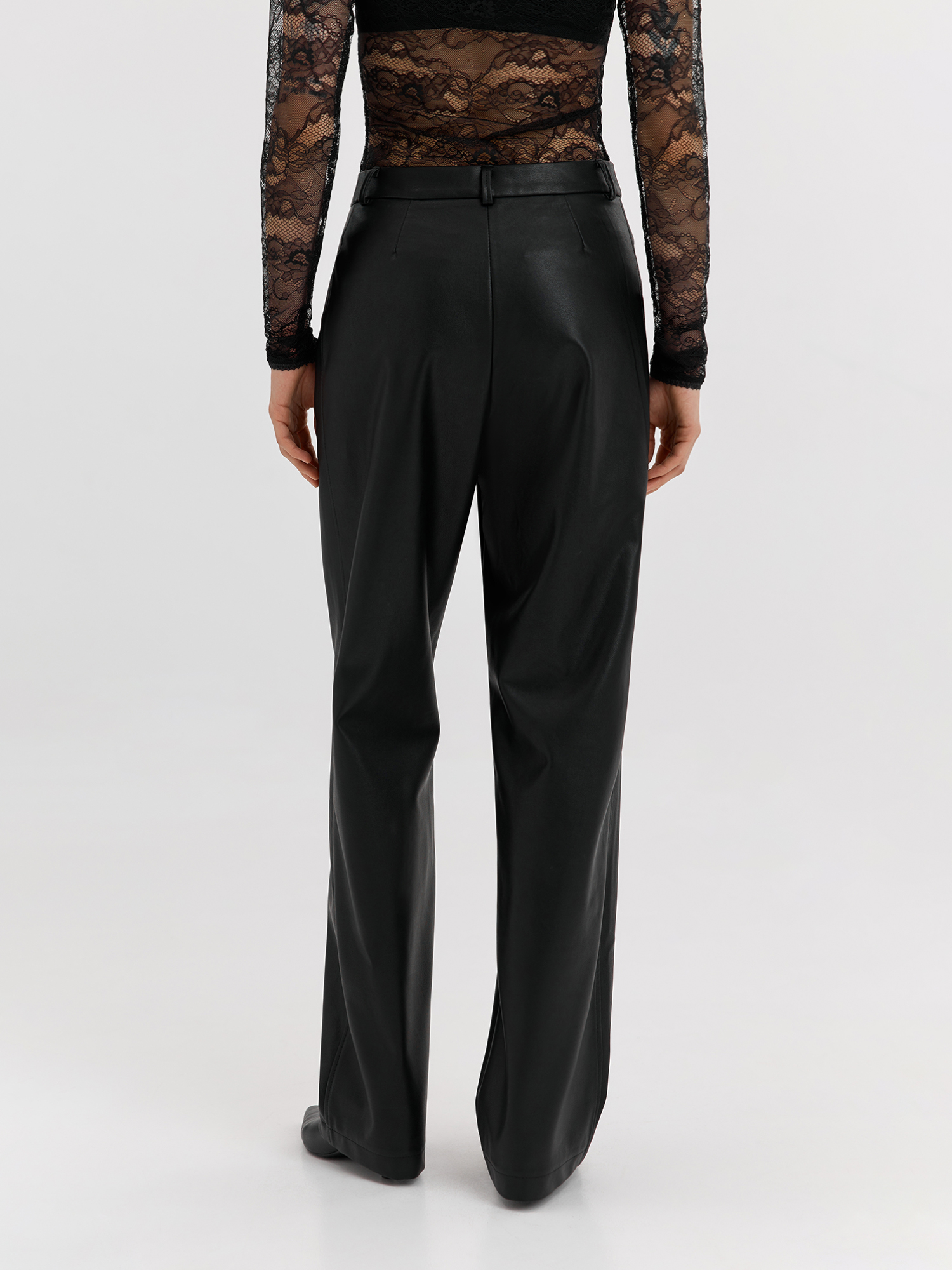 Black pants made of eco-leather