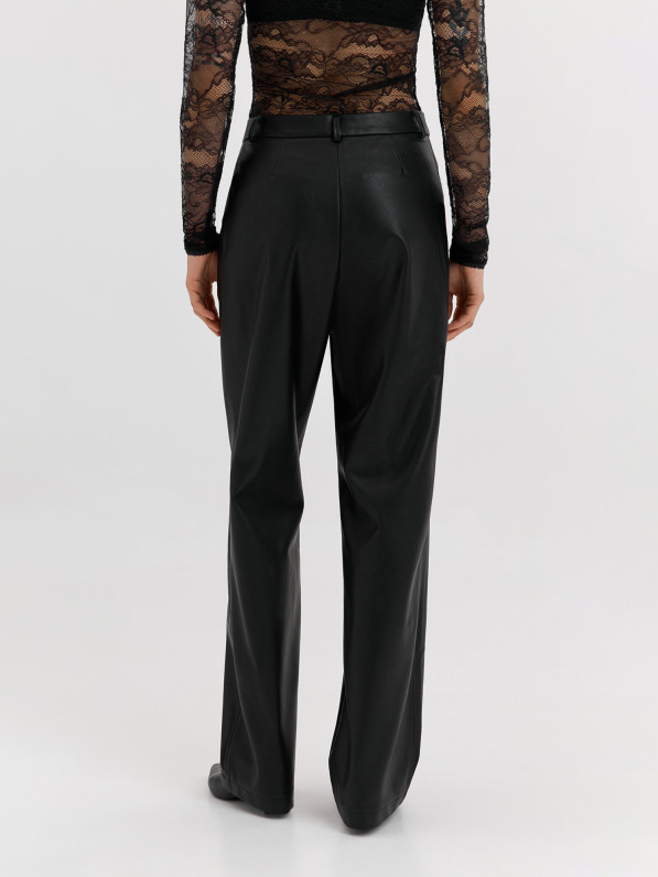 Black pants made of eco-leather