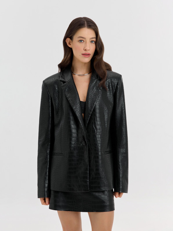 Textured eco-leather jacket