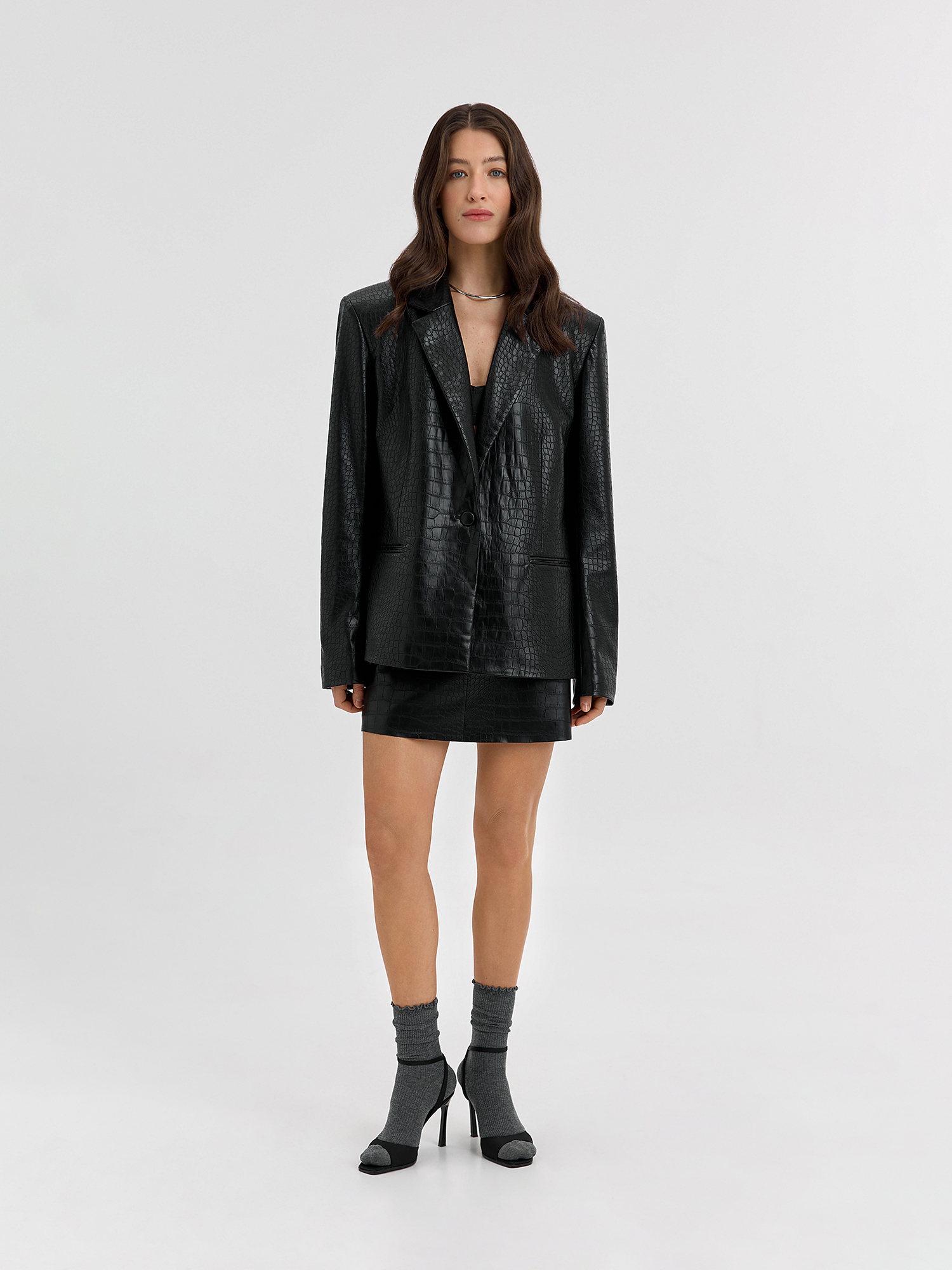 Textured eco-leather jacket