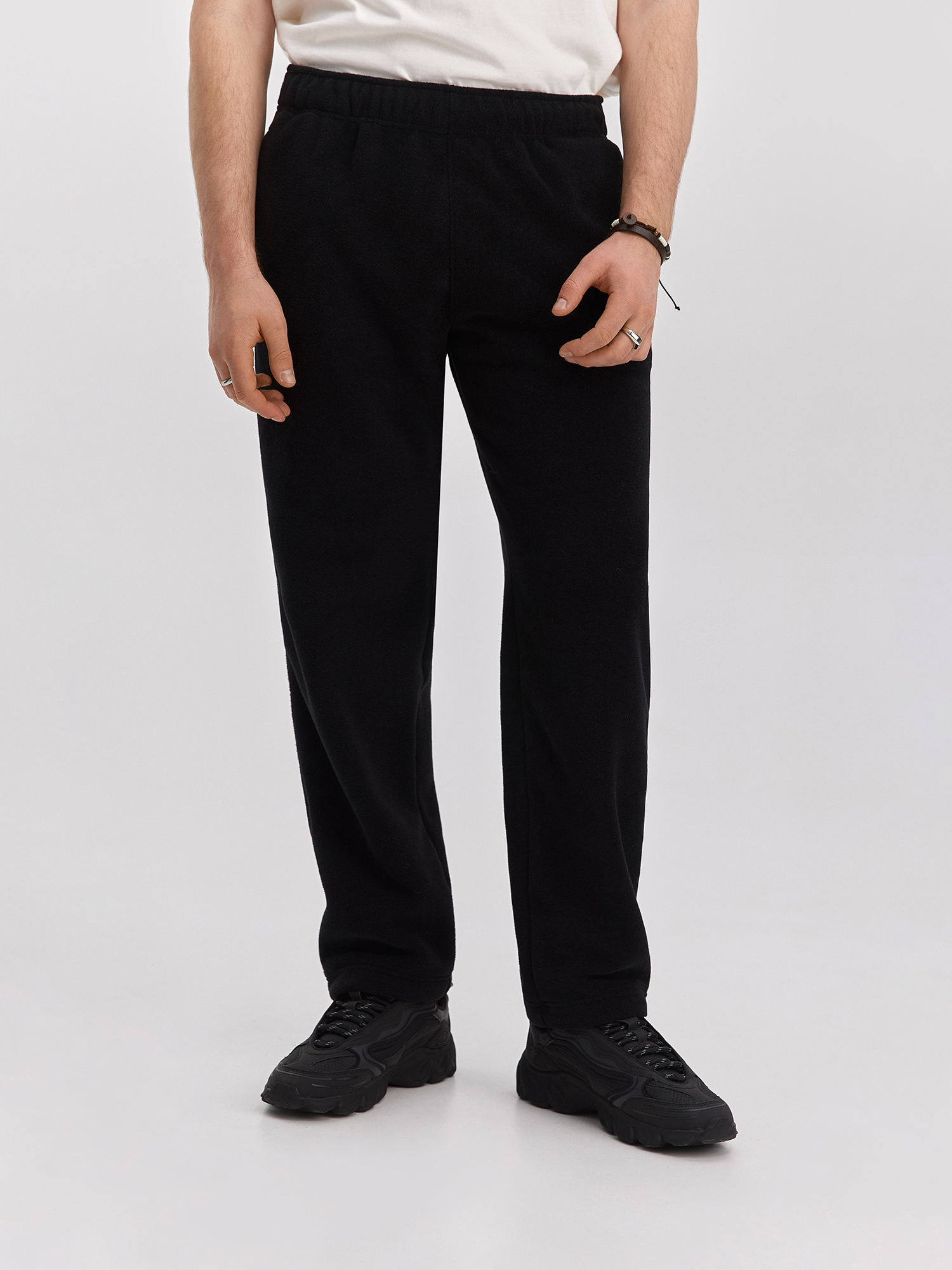 Fleece pants, men's, black