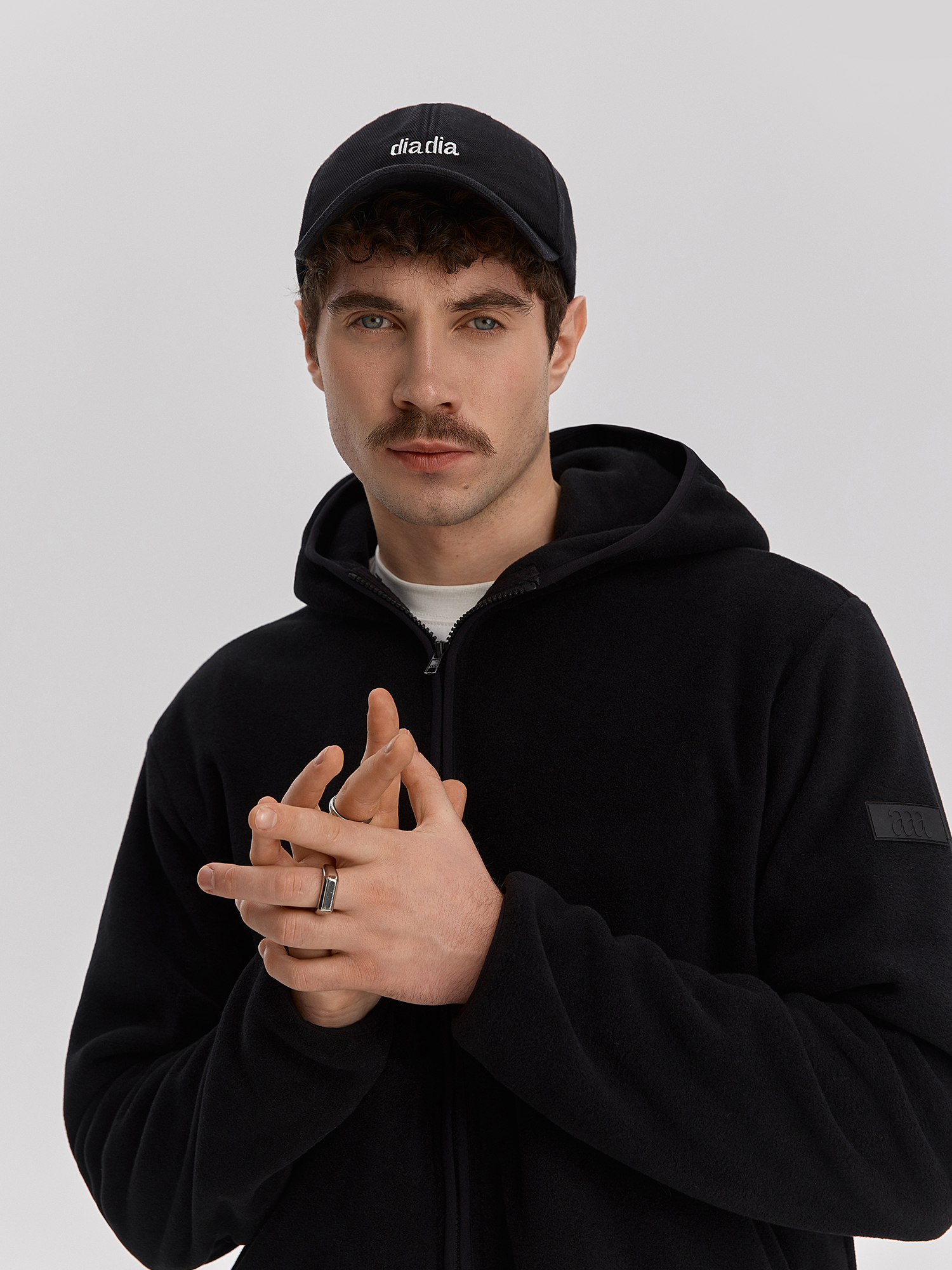 Fleece jacket with zipper, men's, black