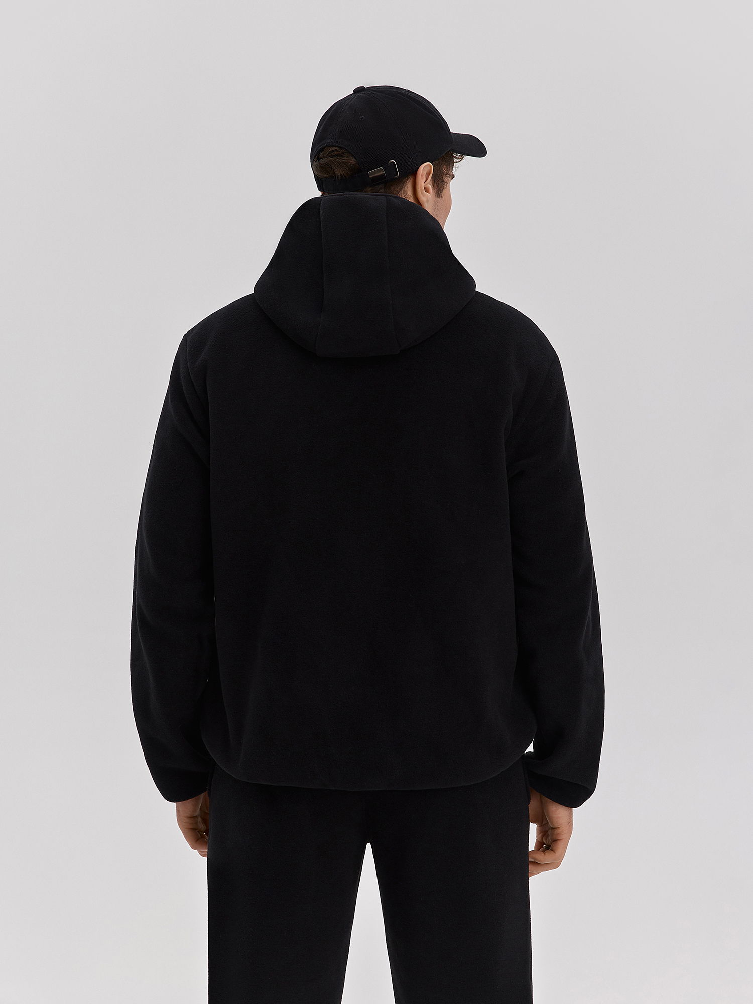 Fleece jacket with zipper, men's, black