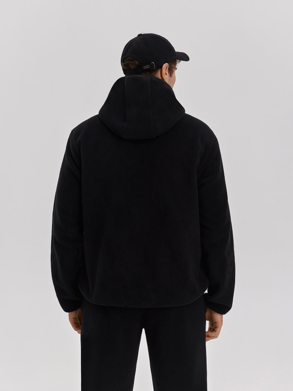 Fleece jacket with zipper, men's, black