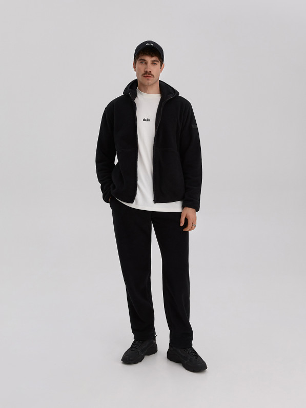 Fleece jacket with zipper, men's, black
