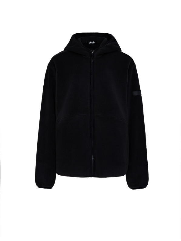 Fleece jacket with zipper, men's, black
