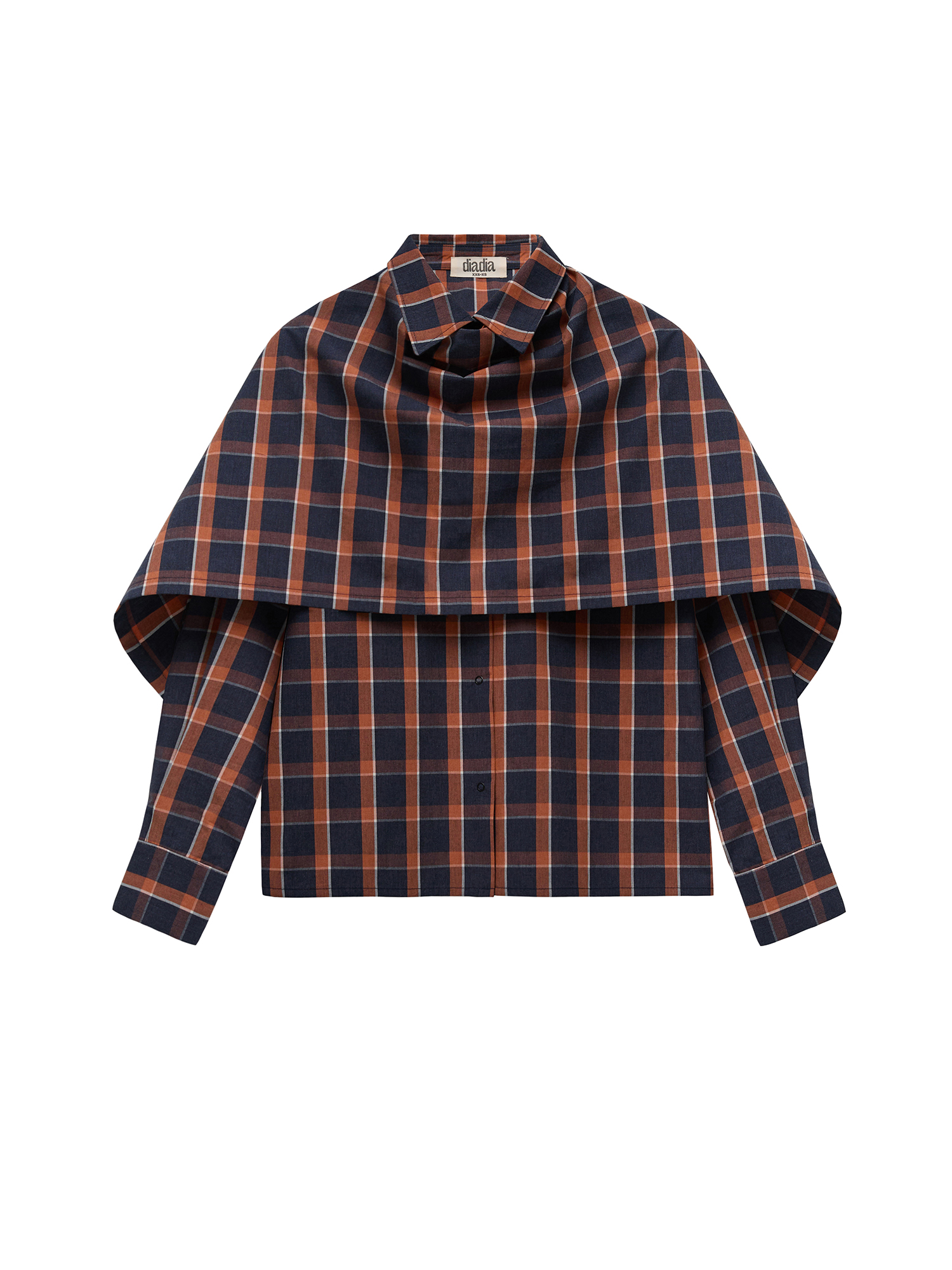 Checked shirt with cape, blue