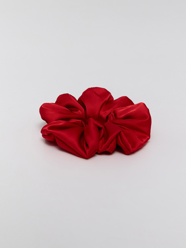Satin hair tie, red