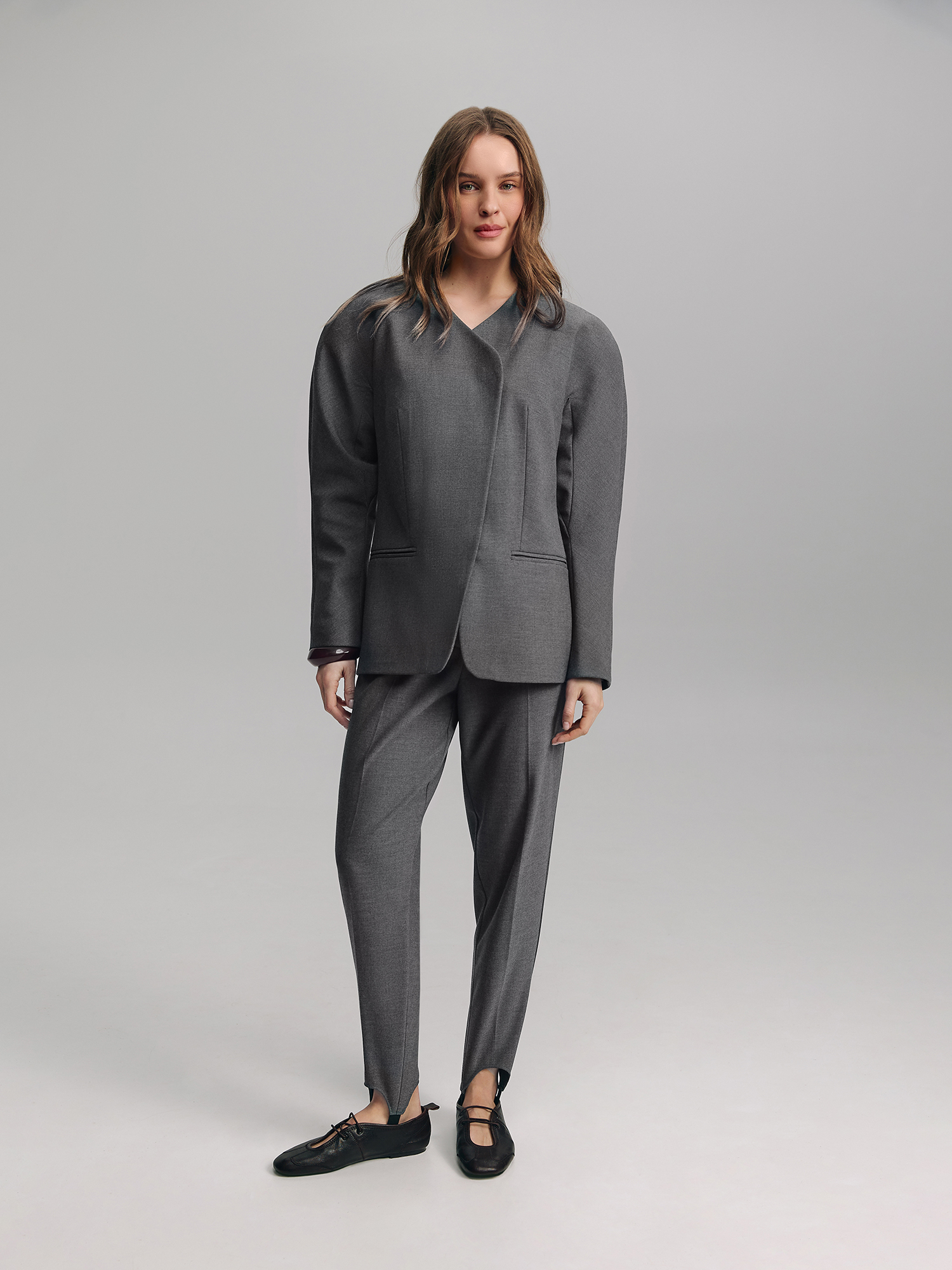 Jacket with hidden buttons, gray