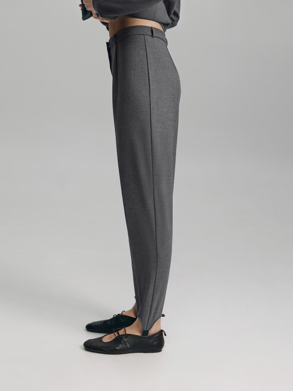 Classic trousers with stripes, gray
