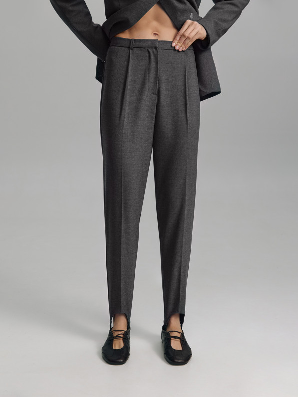 Classic trousers with stripes, gray