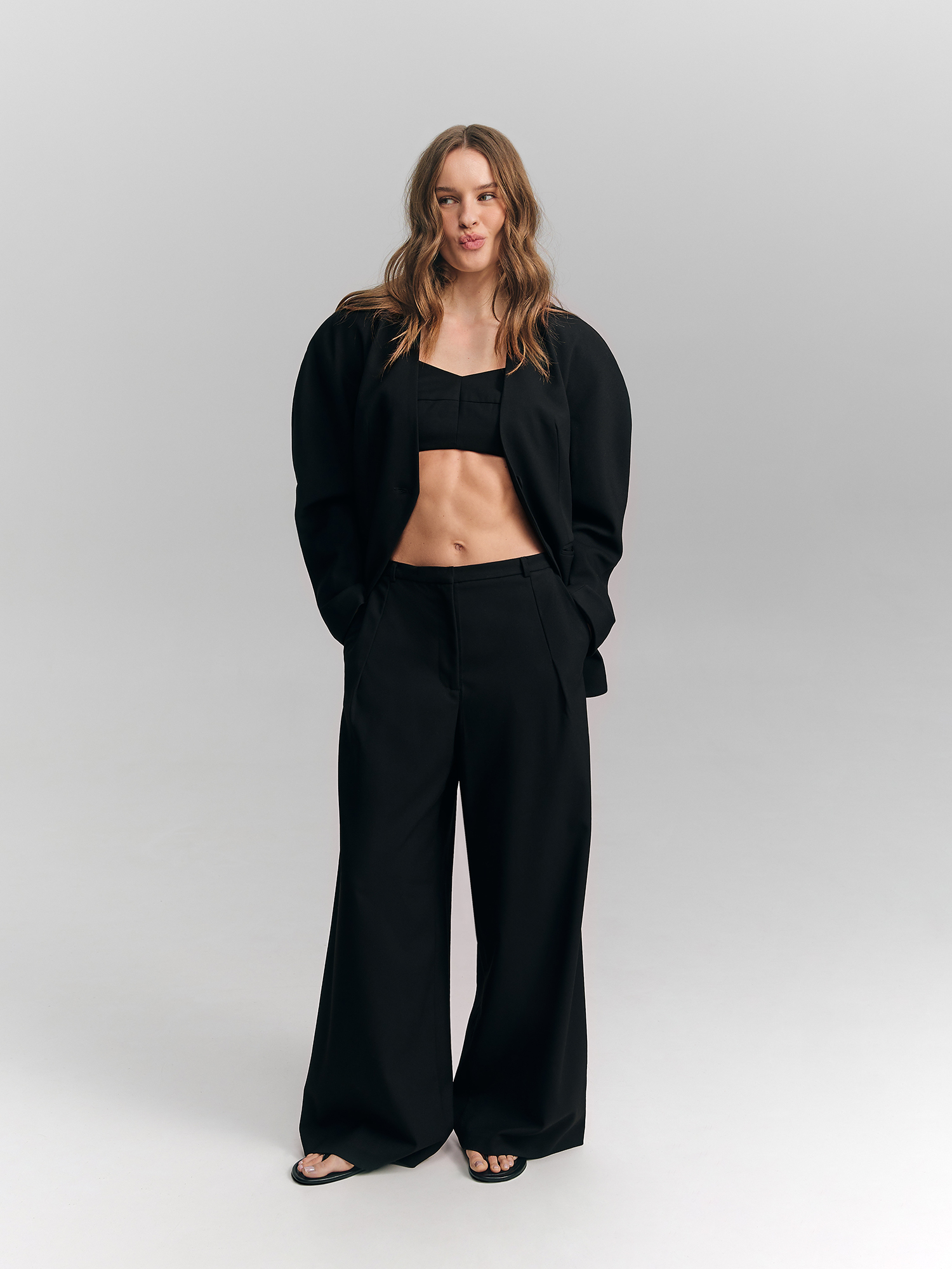 Jacket with voluminous sleeves, black