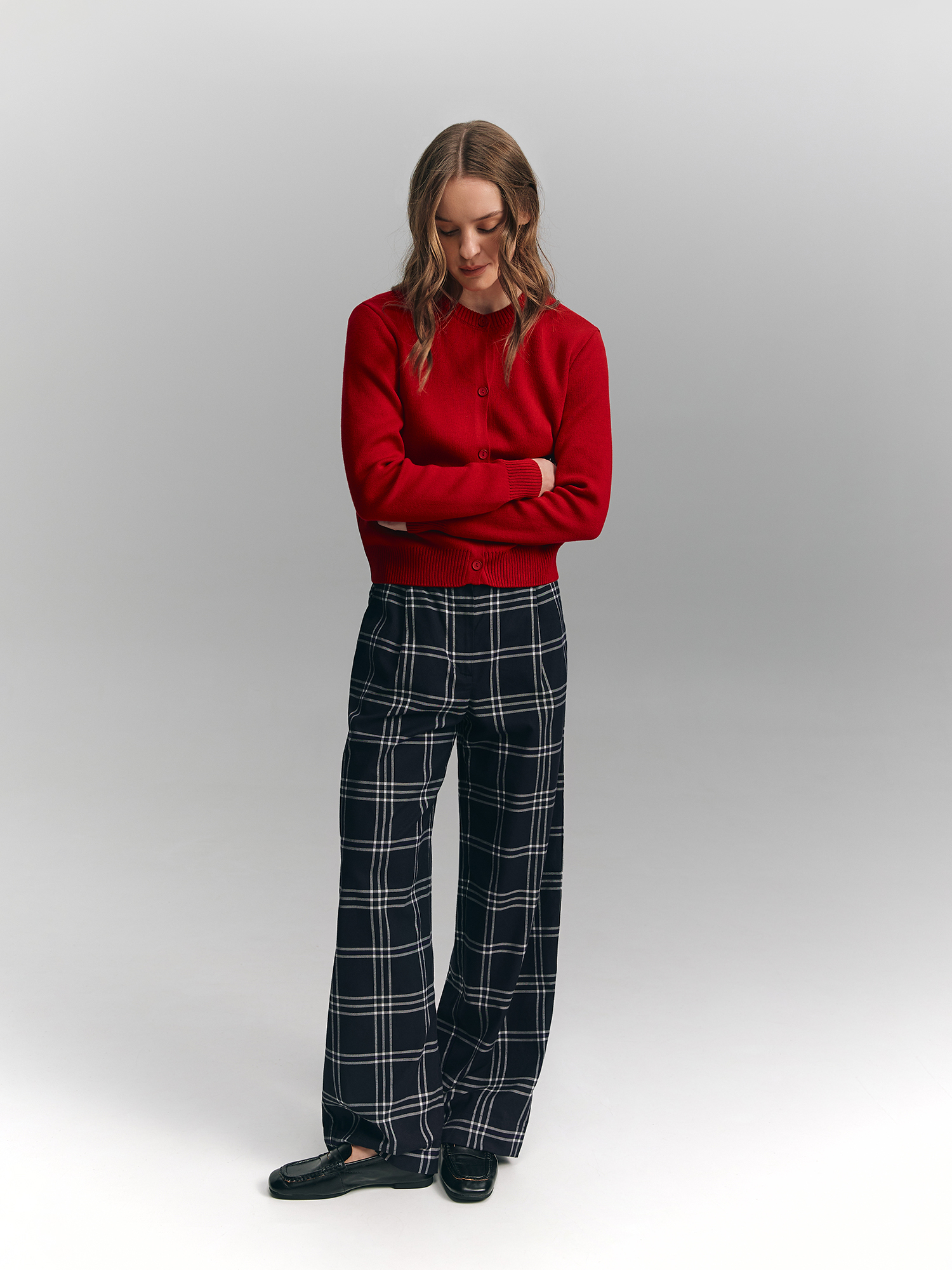 Checkered pants, dark blue