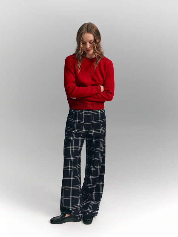 Checkered pants, dark blue