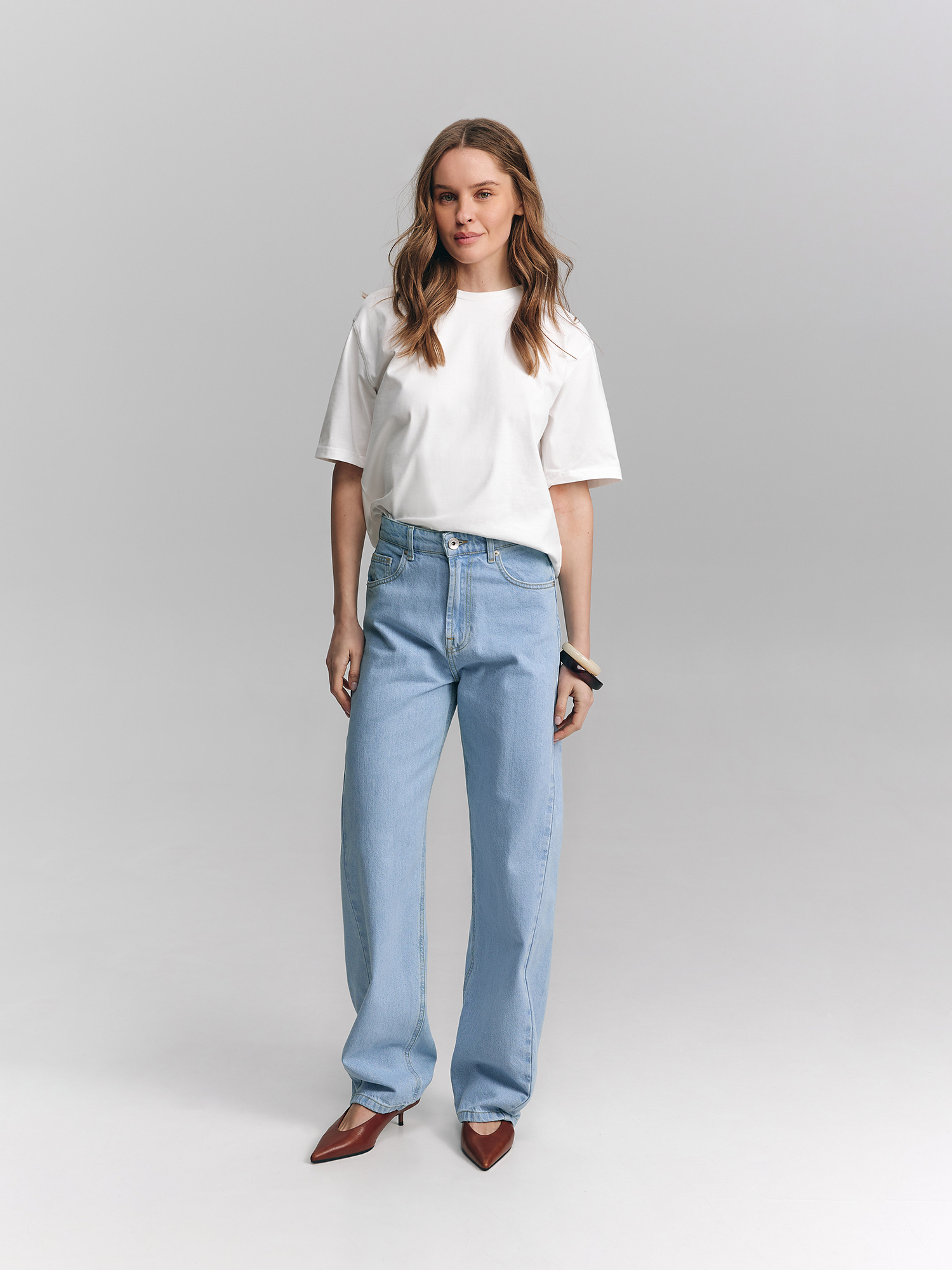 Wide straight jeans, blue