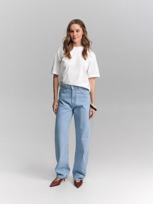Wide straight jeans, blue