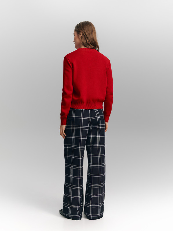Checkered pants, dark blue