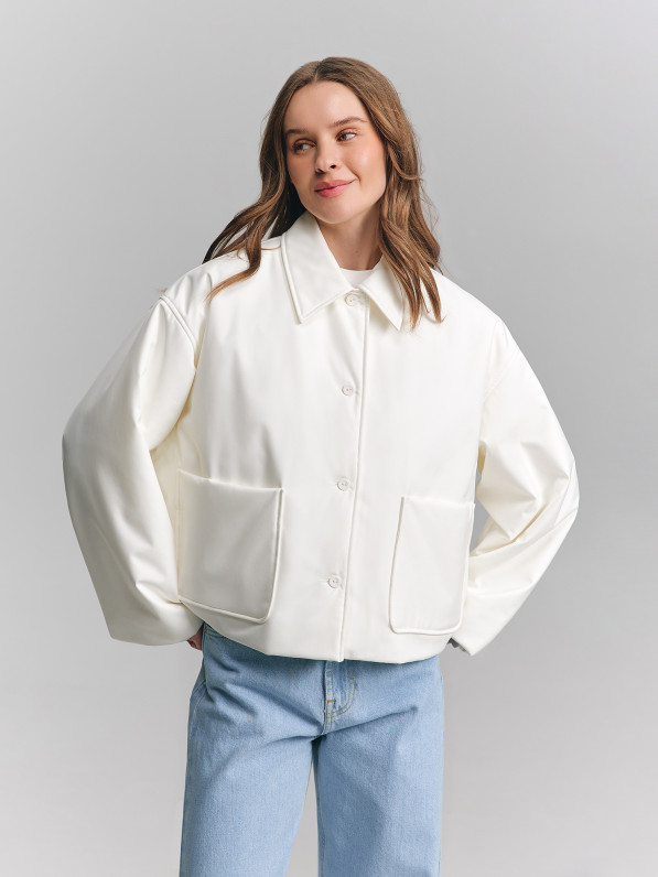 Jacket with patch pockets, milky