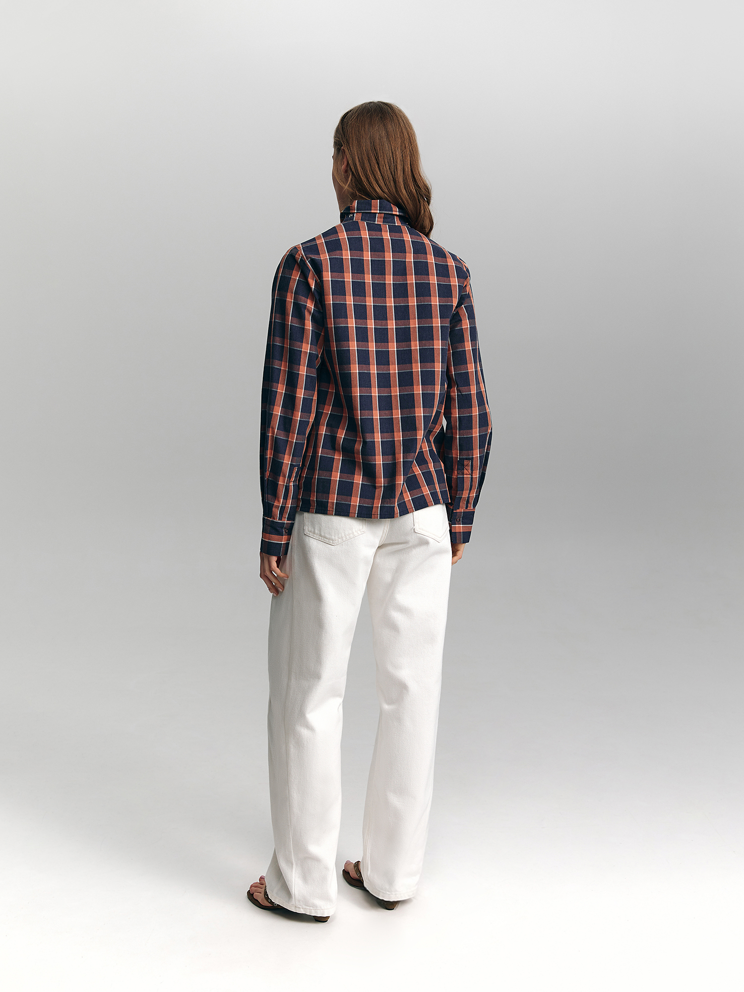 Checked shirt with cape, blue